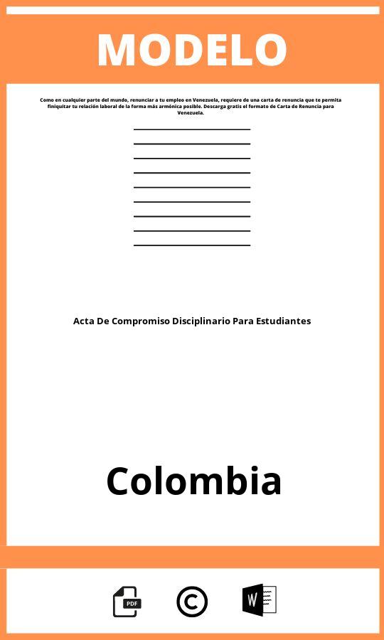 Modelo De Acta De Compromiso Disciplinario Para Estudiantes