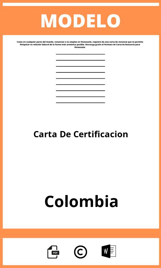 Modelo De Carta De Certificacion