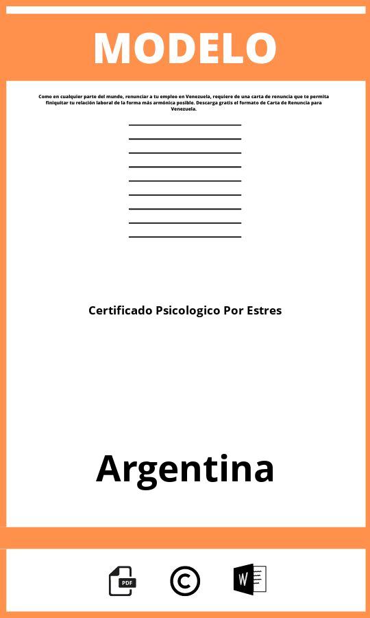 Modelo De Certificado Psicológico Por Estrés