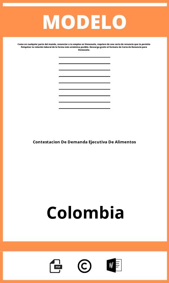 Modelo De Contestacion De Demanda Ejecutiva De Alimentos En Colombia