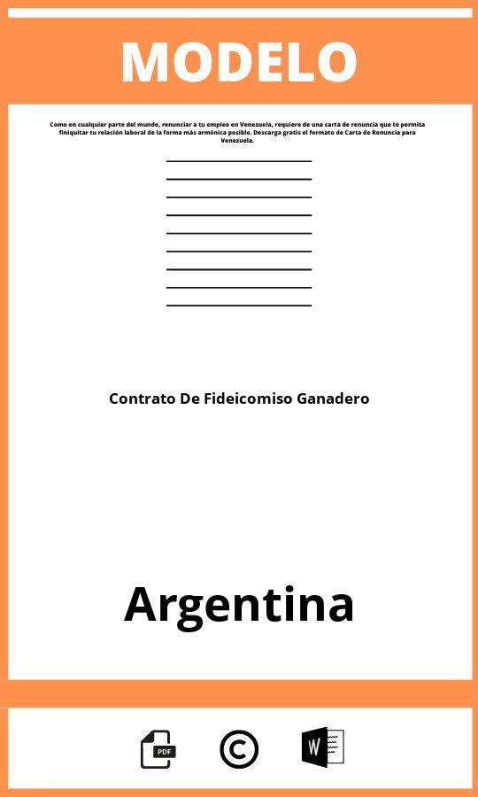 Modelo De Contrato De Fideicomiso Ganadero