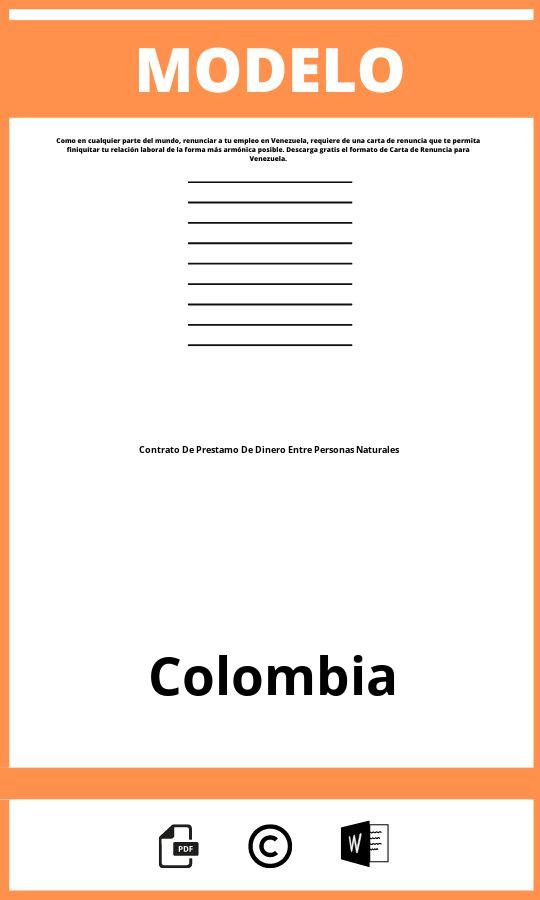 Modelo De Contrato De Prestamo De Dinero Entre Personas Naturales Colombia