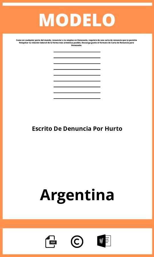 Modelo De Escrito De Denuncia Por Hurto