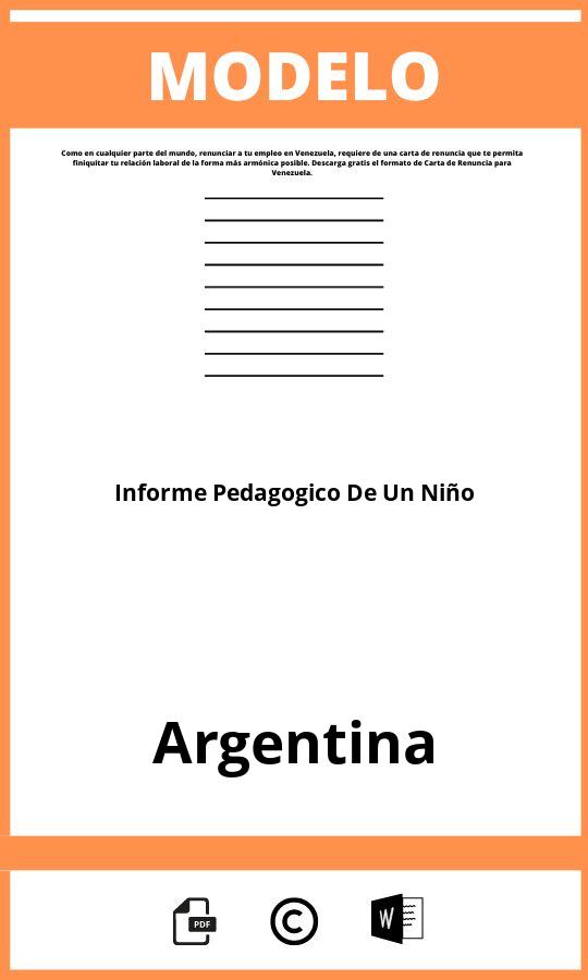 Modelo De Informe Pedagogico De Un Niño