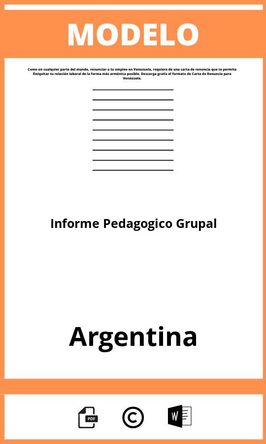 Modelo De Informe Pedagogico Grupal