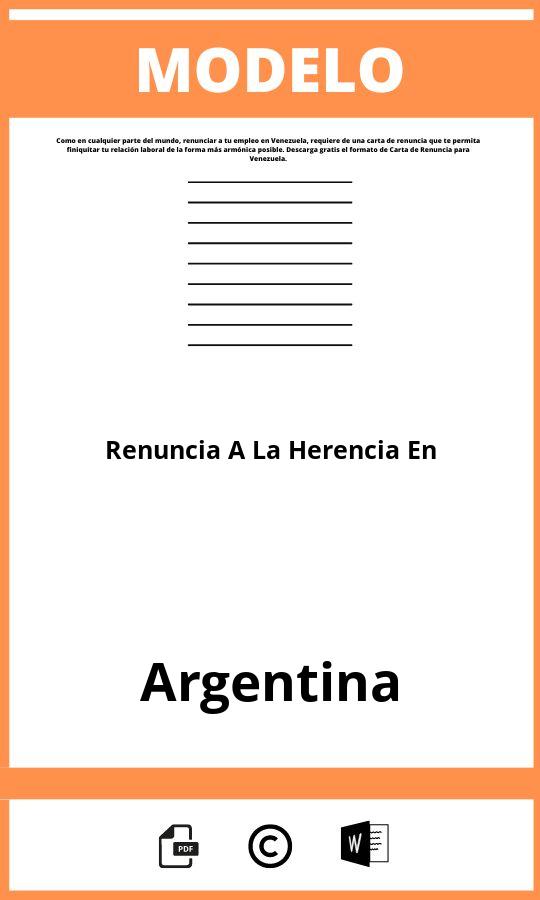 Modelo De Renuncia A La Herencia En Argentina