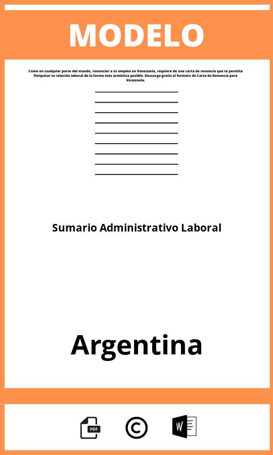 ▷ Modelo De Sumario Administrativo Laboral 2023